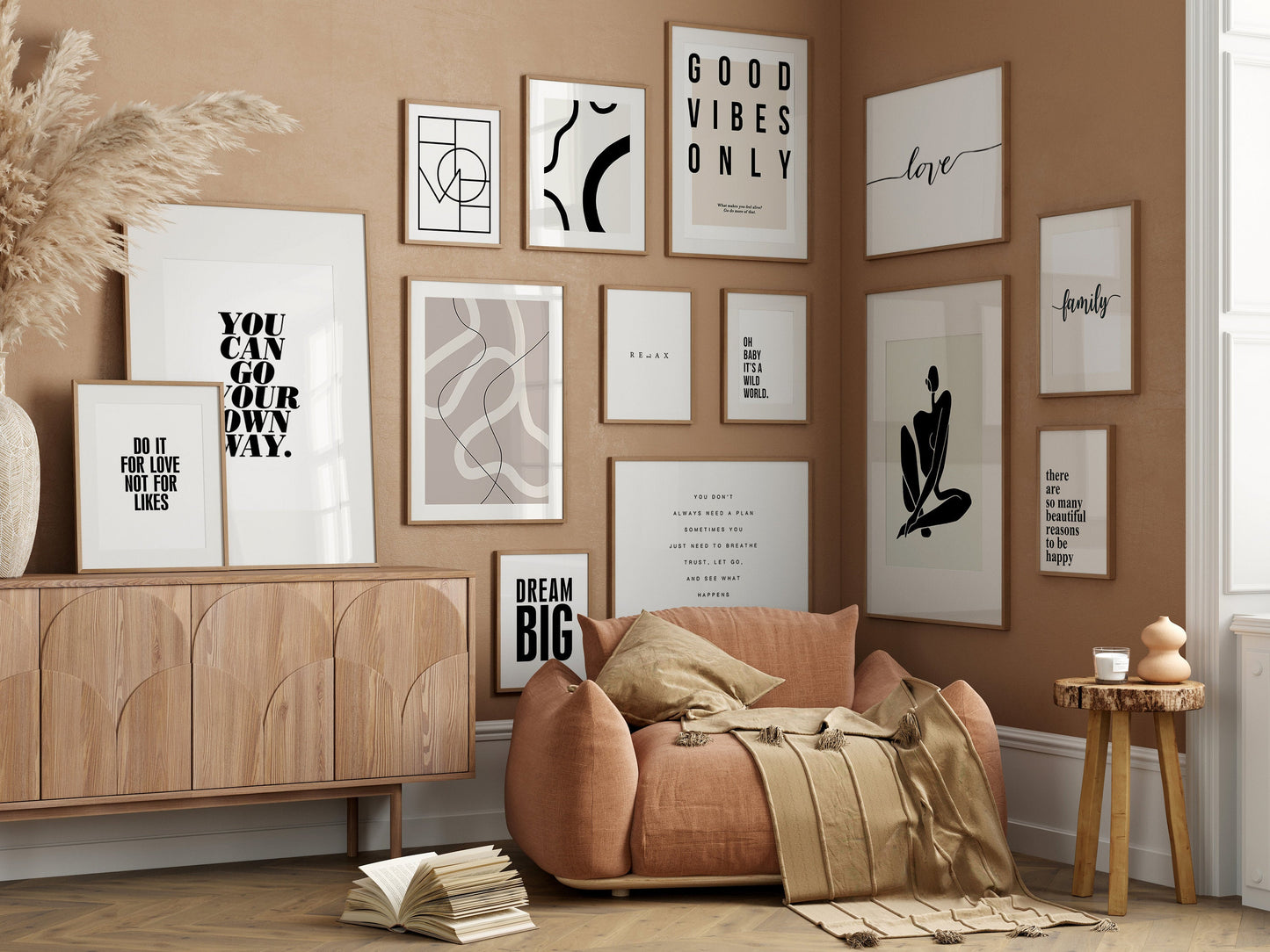 Poster Abstrakt Schwarz Beige I Inspirierende Sprüche I Wandbilder Wohnzimmer & Schlafzimmer I Deko Print Bilder I ohne Rahmen-0
