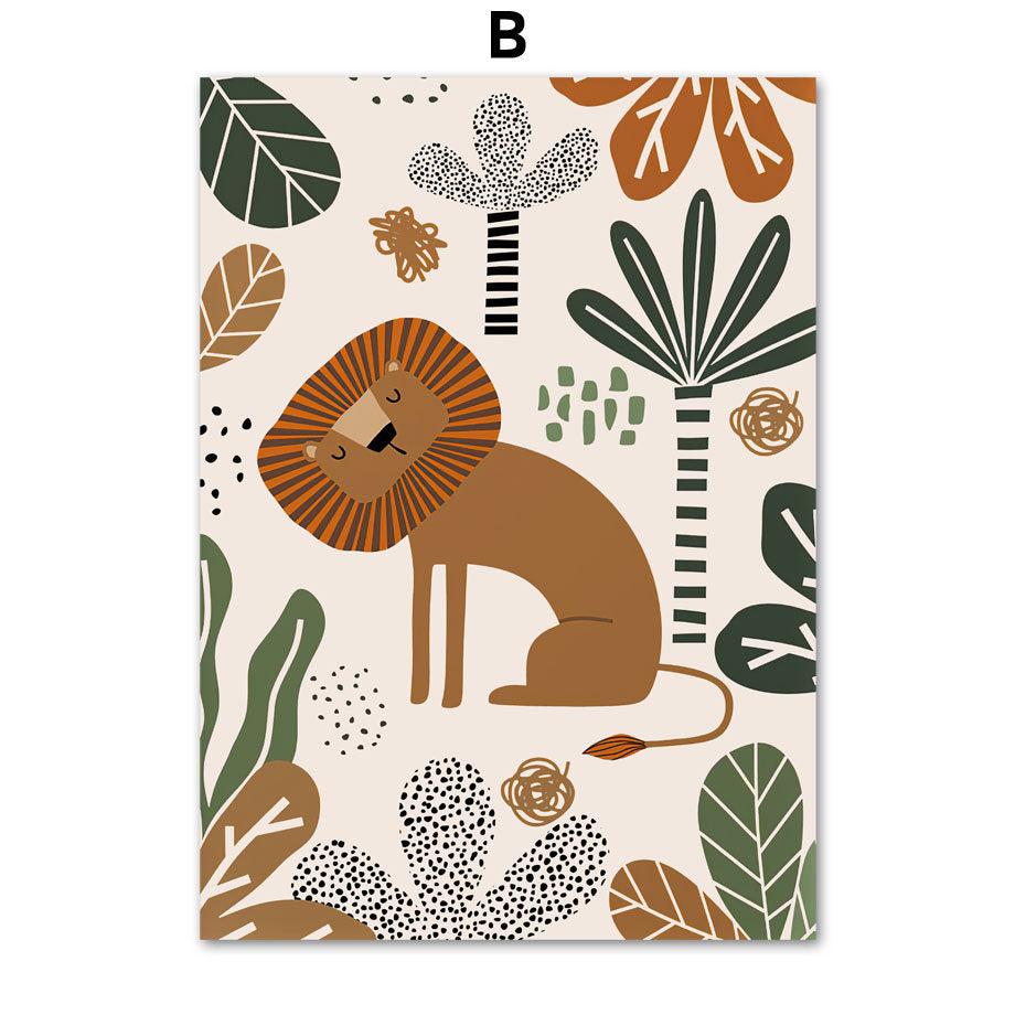 Poster Safari Abenteuer Löwe Giraffe I Kinderzimmer Wandbilder I Spielzimmer Dekoration I Wand Deko Print I ohne Rahmen-2