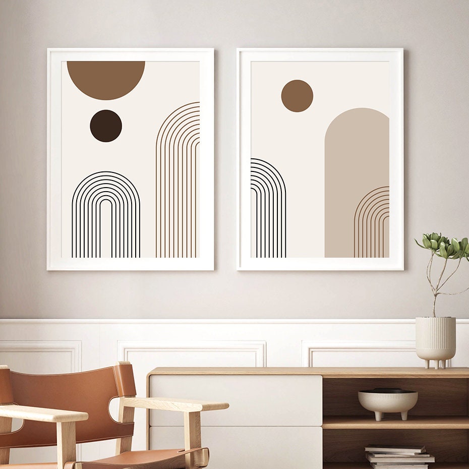 Poster Boho Abtrakt Bogen Linien | Bilder Wohnzimmer | Wandbilder Schlafzimmer | Deko Print ohne Rahmen | Bilder Set Kunstdruck-3